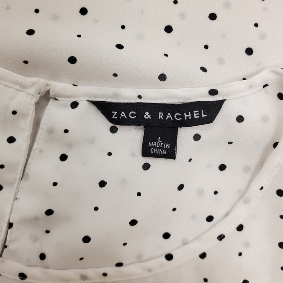 Zac & Rachel Polka Dot Top Blouse Flutter Sleeves Women’s L - Picture 3 of 7